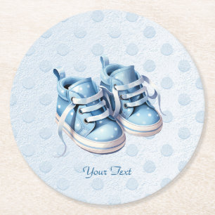 Rond Dessous de verre en papier Blue Baby Chaussures
