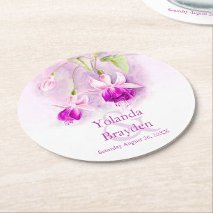 Rond dessous de verre en papier d'aquarelle fuchsia mar