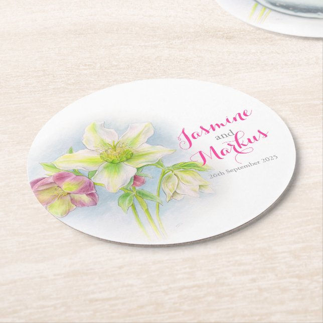 Rond dessous de verre en papier d'art mariage à capucho (Incliné)