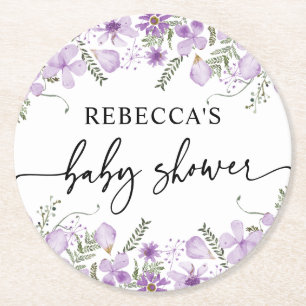Rond Dessous de verre en papier de Baby shower à fleurs