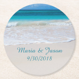 Rond Dessous de verre en papier de mariage de la plage 