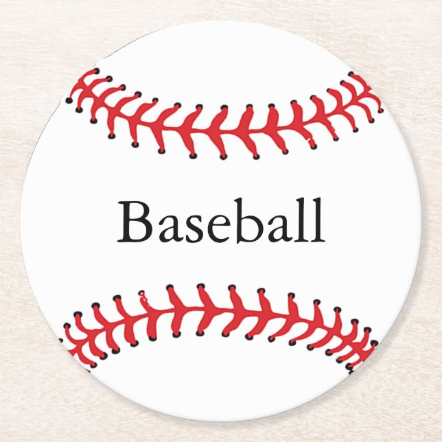 Rond Dessous de verre en papier design de baseball Stit (Devant)