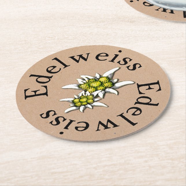 Rond Dessous de verre en papier floral Edelweiss (Incliné)