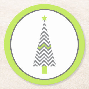 Rond Dessous de verre en papier gris Chevron Christmas 