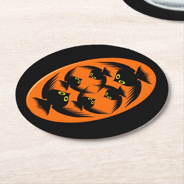 Rond Dessous de verre en papier Halloween Crows (Incliné)