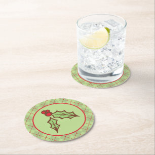Rond Dessous de verre en papier Houx de Noël