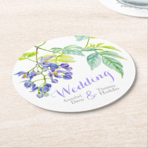 Rond Dessous de verre en papier mariage à fleurs pourpr