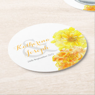 Rond dessous de verre en papier marigold mariage aquare