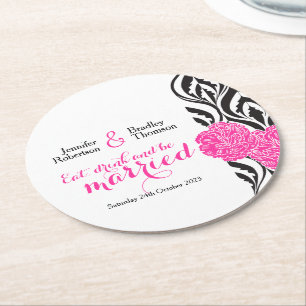Rond dessous de verre en papier peint rose mariage mode