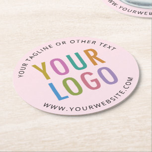Rond Dessous de verre en papier personnalisés rose logo