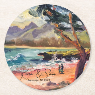 Rond Dessous de verre en papier romantique "Love at Pou