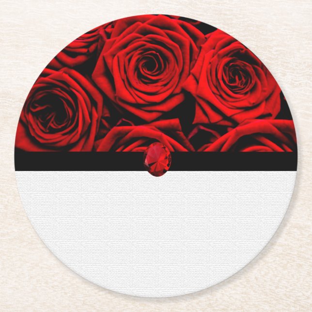 Rond Dessous de verre en papier Roses rouges (Devant)