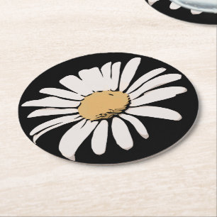 Rond Dessous de verre Floral Black Daisy