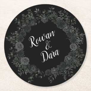 Rond Dessous de verre Mariages gothiques Roses blancs e