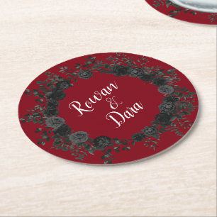 Rond Dessous de verre Mariages gothiques Roses rouges e