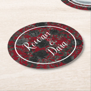 Rond Dessous de verre Mariages gothiques Roses rouges e