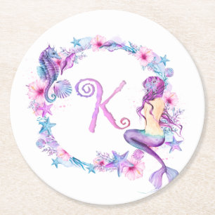 Rond Dessous de verre Mermaid Monogramme K