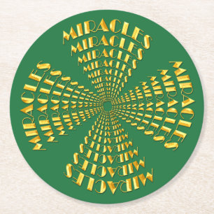 Rond Dessous de verre - MIRACLES Écrit dans un Gold Sta