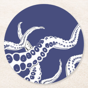 Rond Dessous de verre octopiques bleus