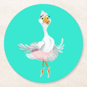 Rond Dessous de verre papier amusant Ballerina Canard -