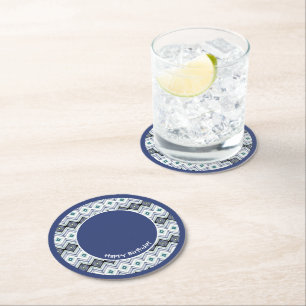 Rond Dessous de verre papier d'anniversaire bleu et Tur