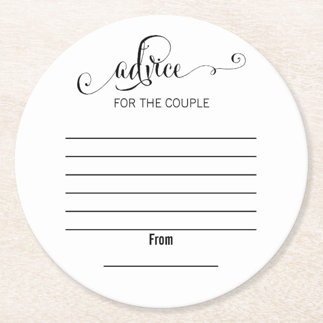 Rond Dessous de verre papier de conseil Mariage moderne (Devant)