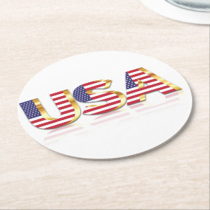 Rond Dessous de verre papier drapeau Patriotic USA