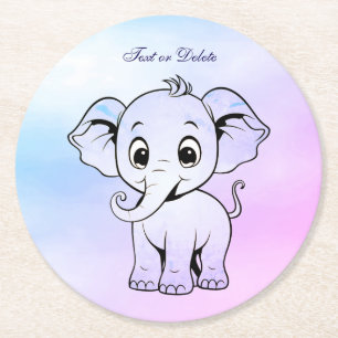 Rond Dessous de verre papier Eléphant mignon