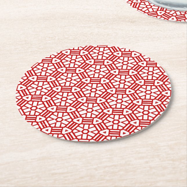 Rond Dessous de verre papier - Hexagon avec barres (Incliné)