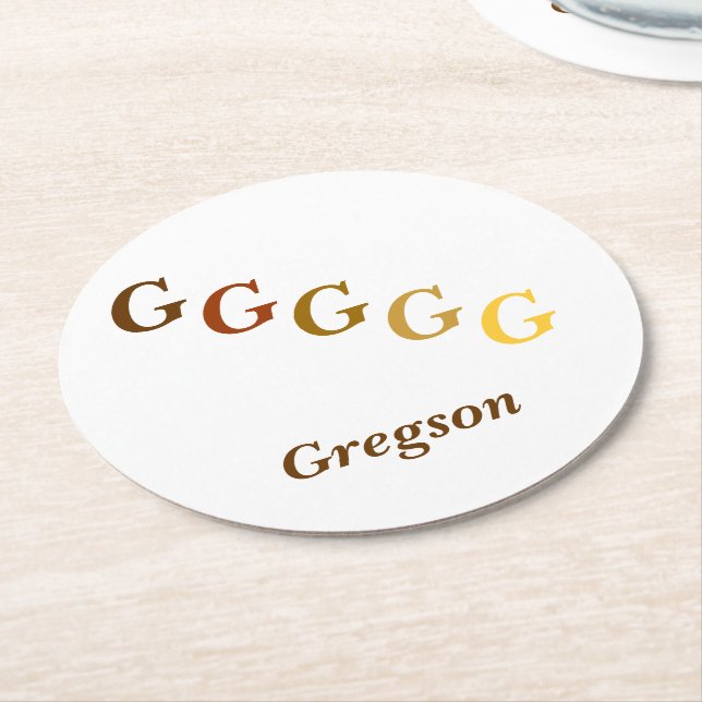 Rond Dessous de verre papier - Initiales et nom dans le (Incliné)