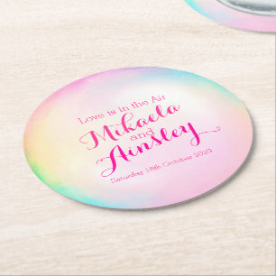 Rond dessous de verre papier mariage à bulles d'aquarel