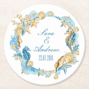 Rond Dessous de verre papier personnalisés - Vie marine