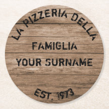 Dessous de verre papier Pizza Effet bois