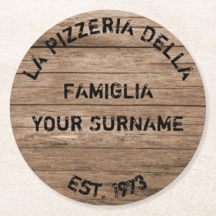 Rond Dessous de verre papier Pizza Effet bois