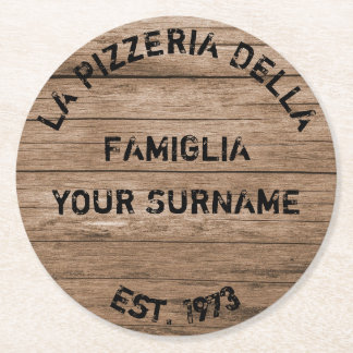 Rond Dessous de verre papier Pizza Effet bois