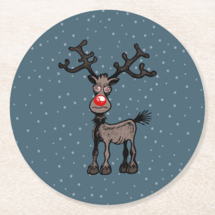 Rond Dessous de verre papier Rudolph Reindeer