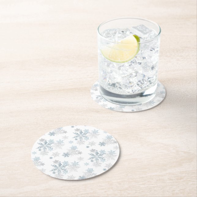 Rond Dessous de verre papier Snowflake Winter Wonderlan (En situation)