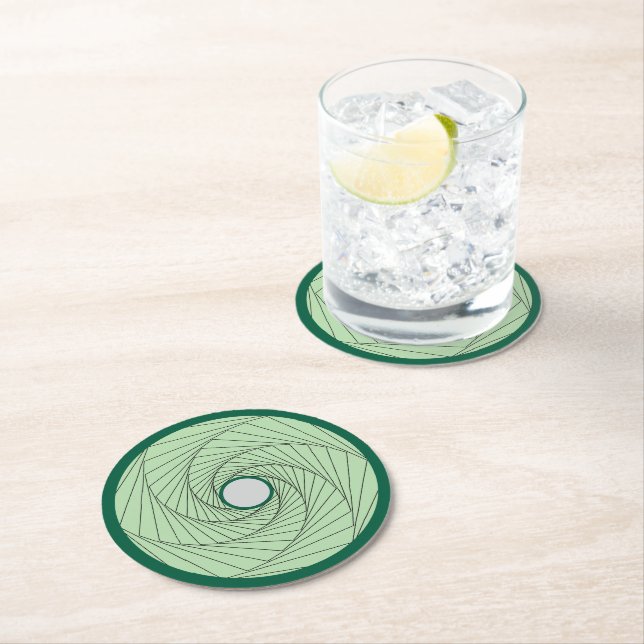 Rond Dessous de verre papier - Spirale d'illusion optiq (En situation)