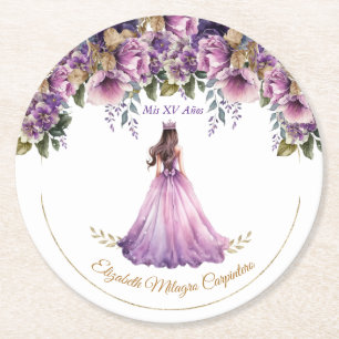 Rond Dessous de verre papier violet Lilac Quinceañera