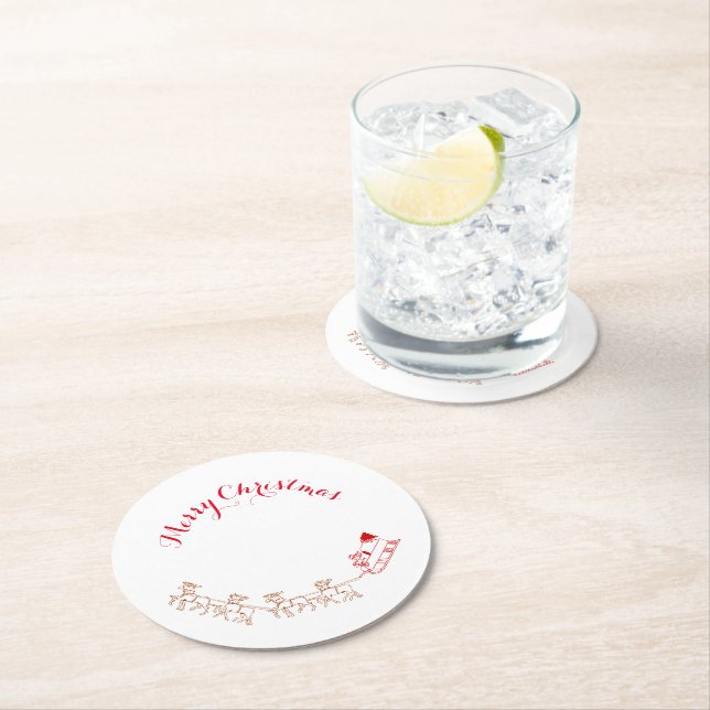 Rond Dessous de verre - Père Noël et Sa Sleigh (En situation)