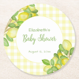 Rond Dessous de verre pour baby shower à motif gingham