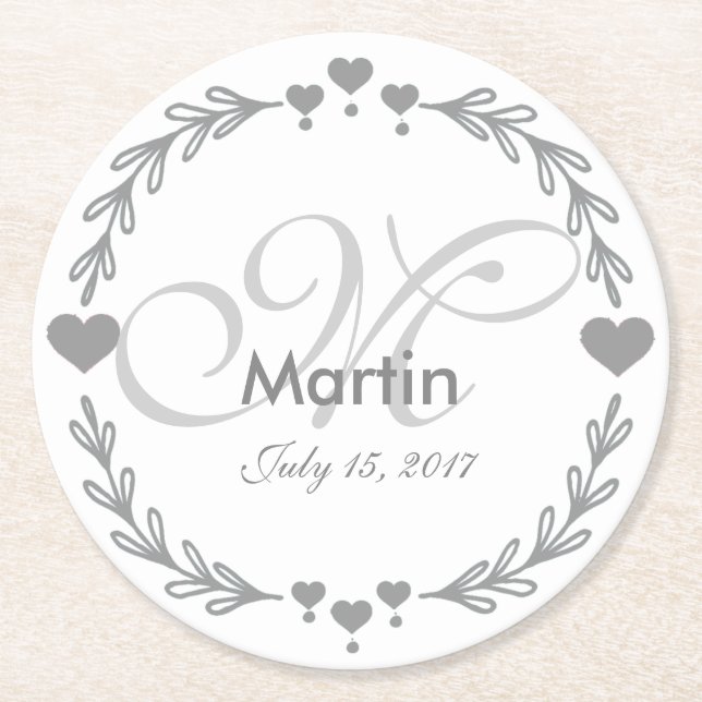 Rond Dessous de verre préférés de mariage de coeur d'ar (Devant)