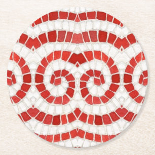 Rond DESSOUS DE VERRE ronds ROUGES IONIC MOSAIC