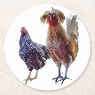Rond Dessous de verre Rooster et Hen