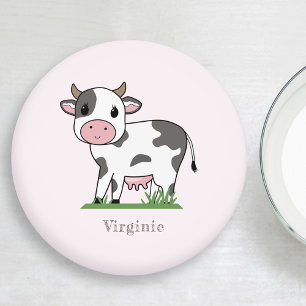 Rond Dessous de verre rose Vache mignon