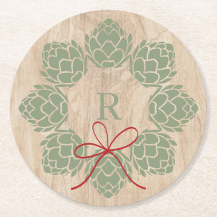Rond Dessous de verre Rustique de Noël Beer Hops