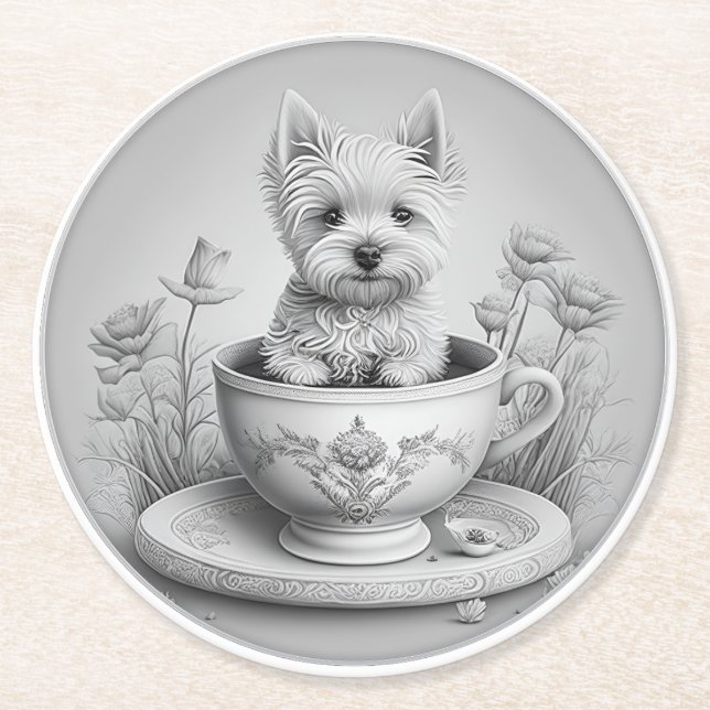 Rond Dessous de verre Westie - Wes-tea (Devant)