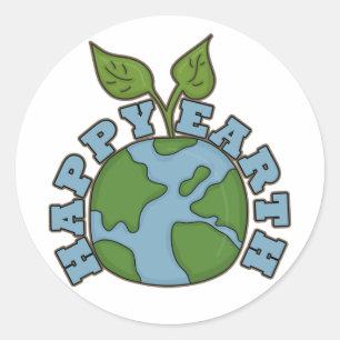 Rond Devenez écolo Happy Earth World Sticker Seals
