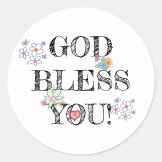 Rond Dieu Vous Bénit Floral Classic Round Sticker