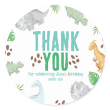 Dinosaur anniversaire merci faveur sac Sticker